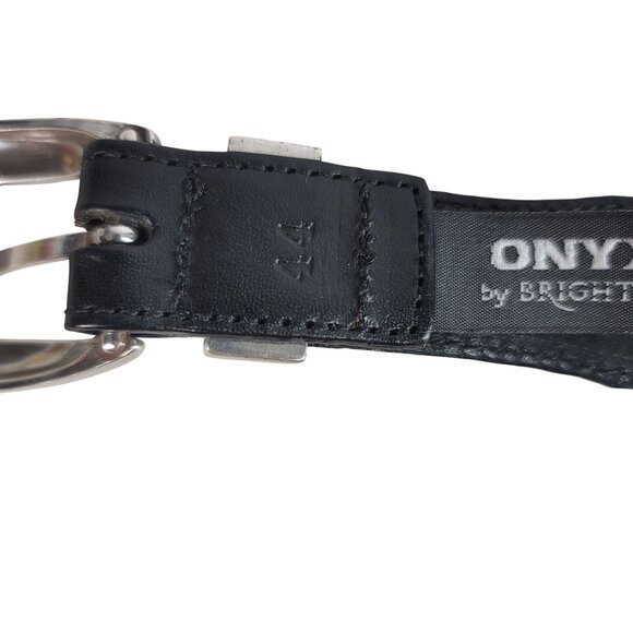 Brighton Onyx Concho Leather Belt Black SZ 44 Braided Golf Medallions VTG X5603 - Picture 9 of 9